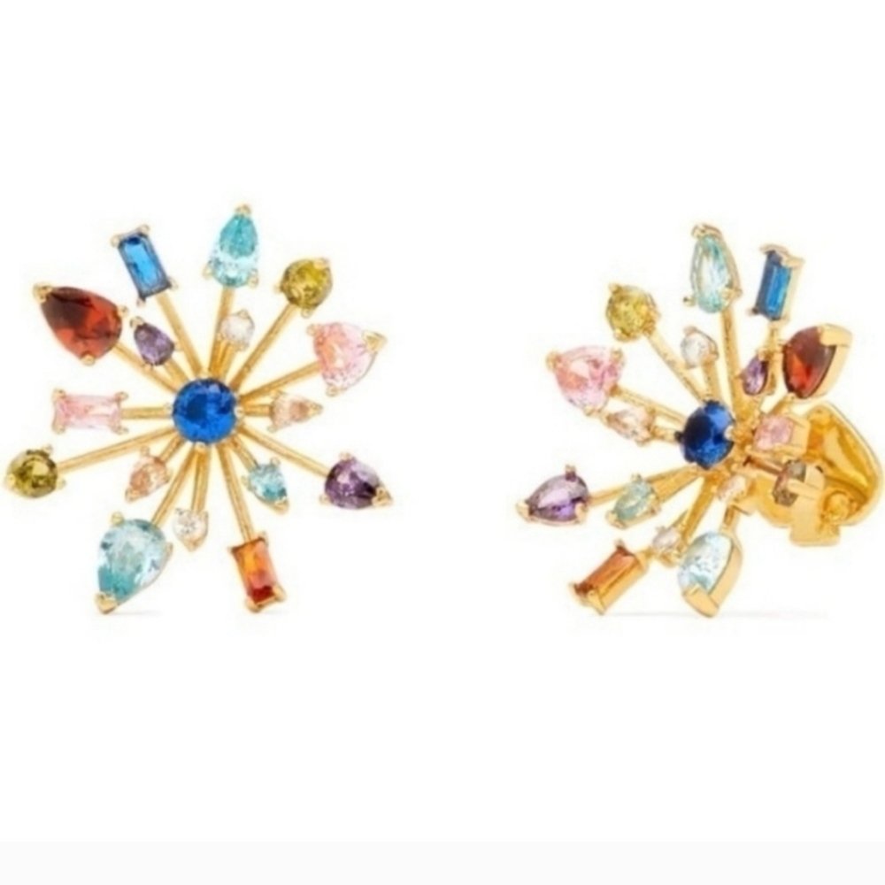 NEW Kate Spade Gold Multi Color Firework Floral Studs Earrings.  ☆